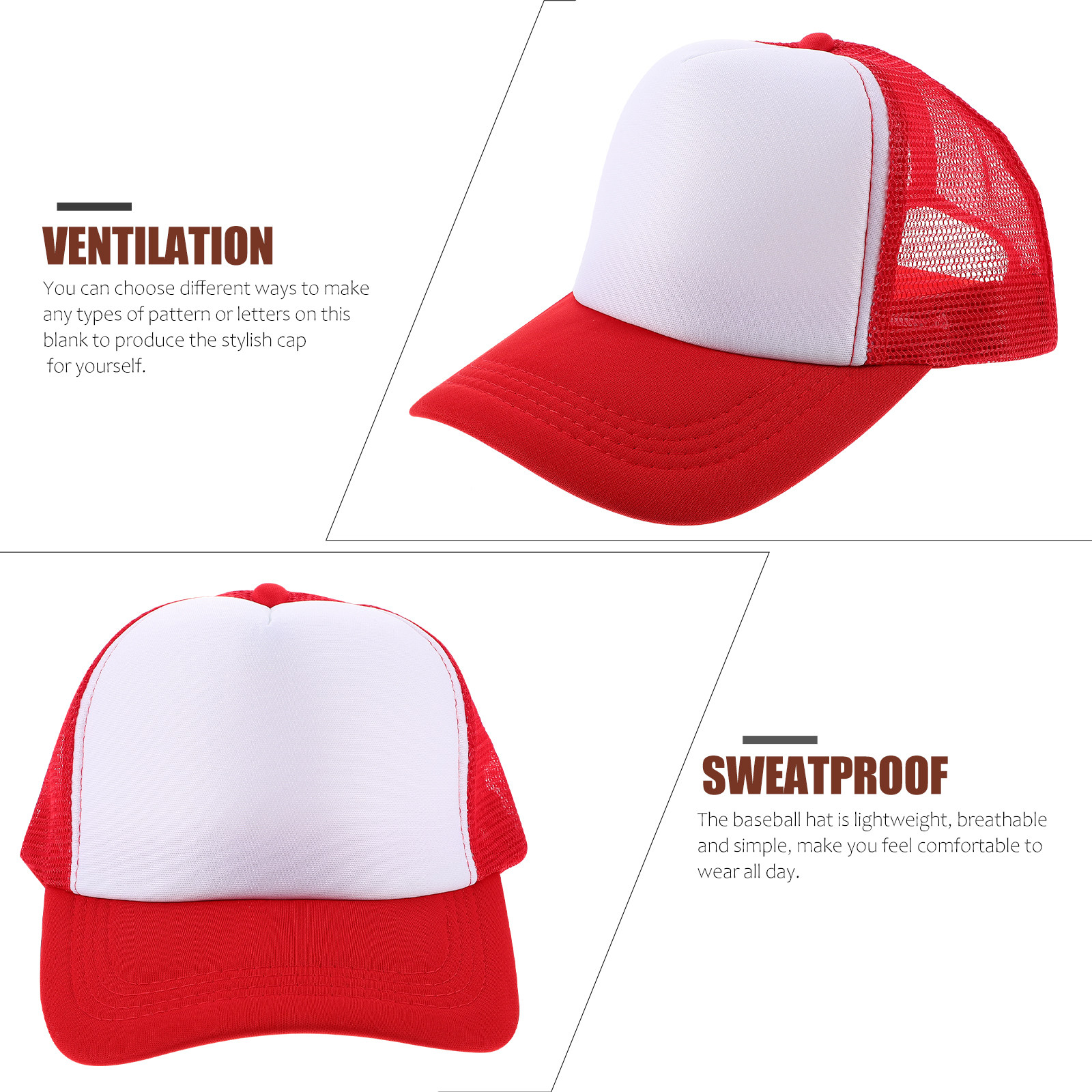5Pcs Blank Mesh Baseball Caps  - Hat Sublimation Blank avis et prix