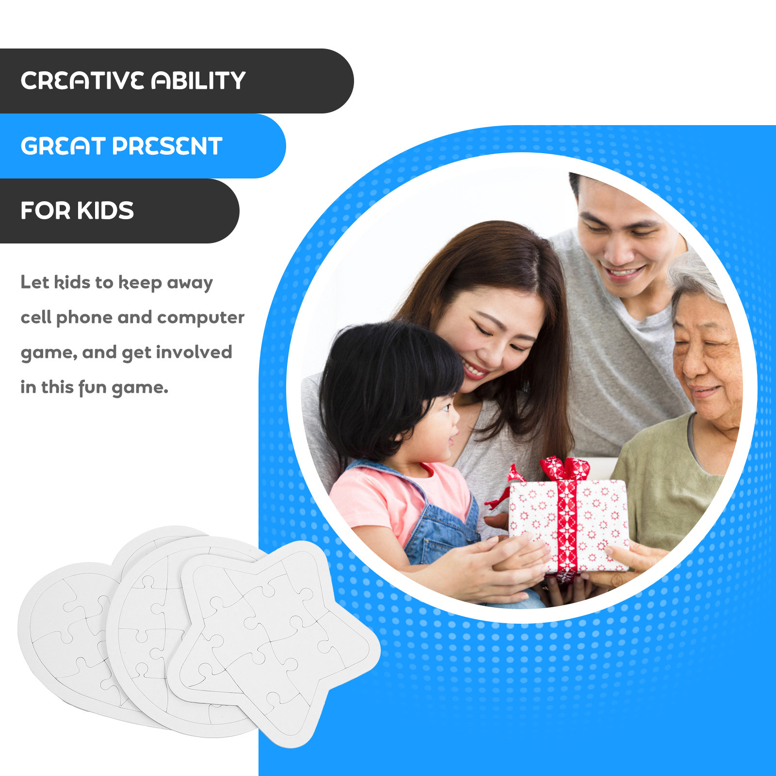 6Pcs Cartoon Blank DIY Drawing - Puzzle Blank White avis et prix