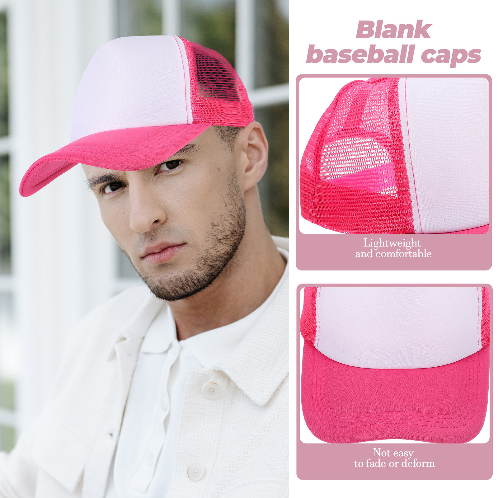 10Pcs Blank Baseball Hat Mesh  - Hat Sublimation Blank avis et prix
