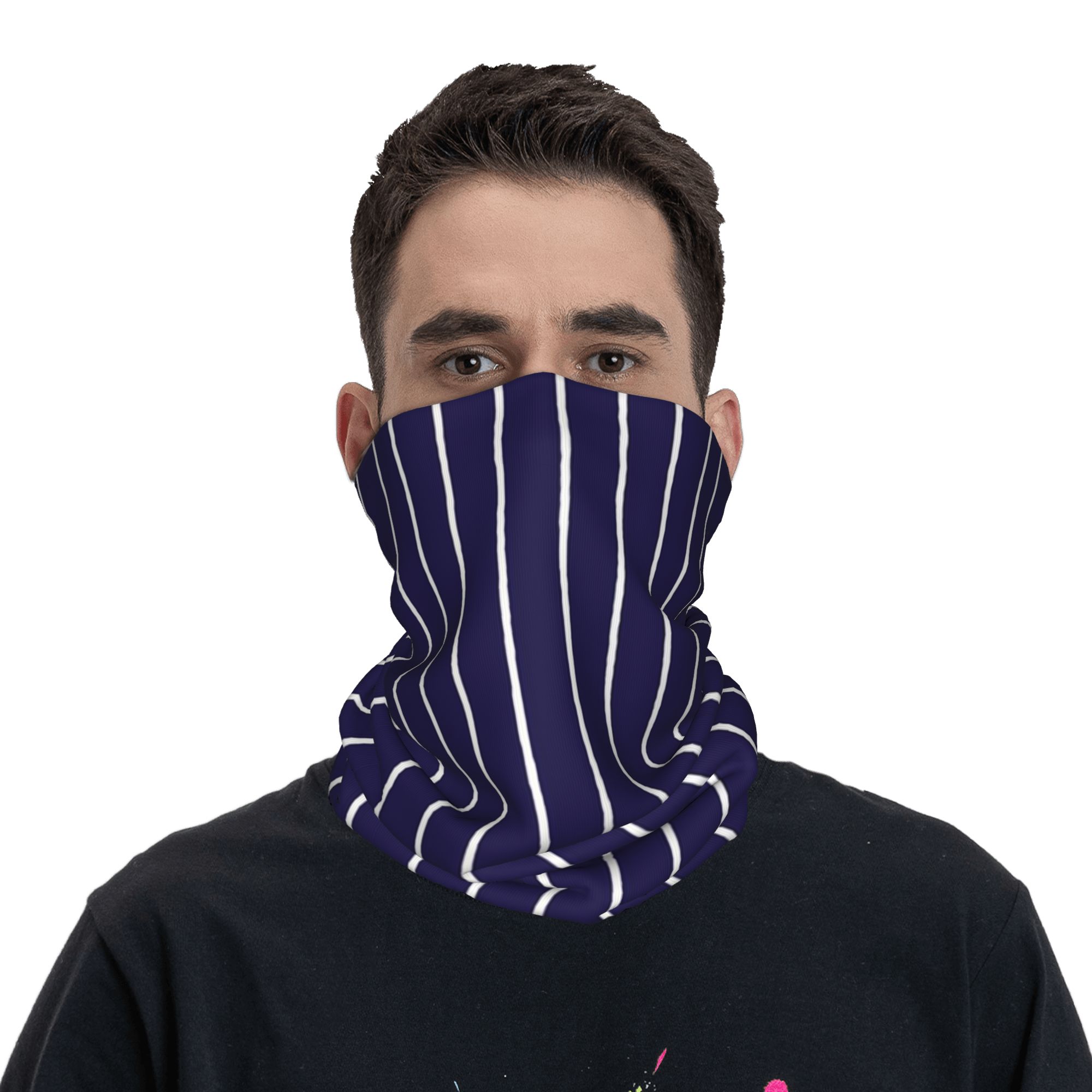 Navy Blue and White stripes Pi - Bandana Blank White avis et prix