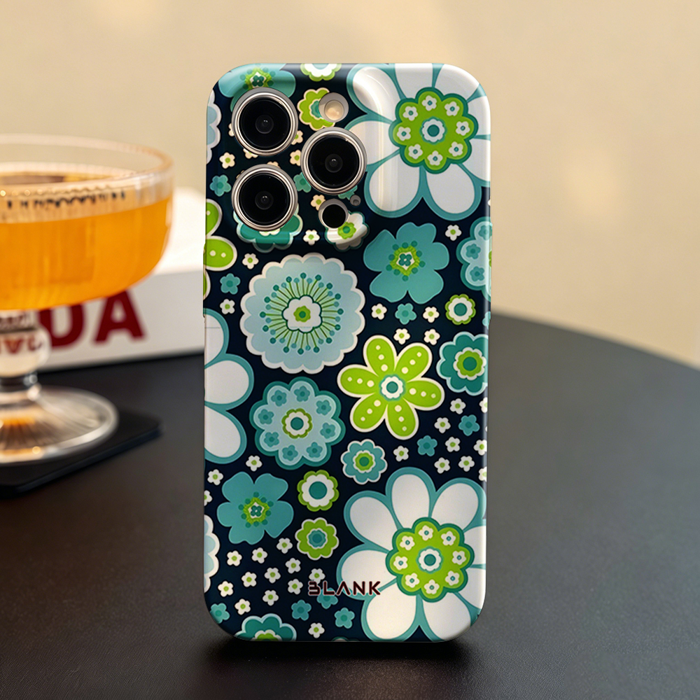 Blue and Green Floral Print Fo - Phone Case Blank Print avis et prix