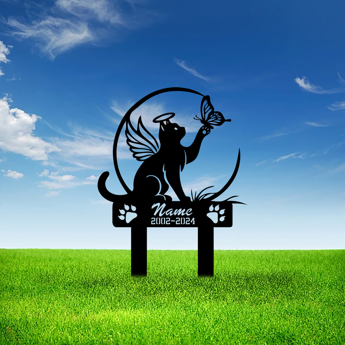 Cat Garden Stake - Metal Cat w - Yard Sign Blank avis et prix